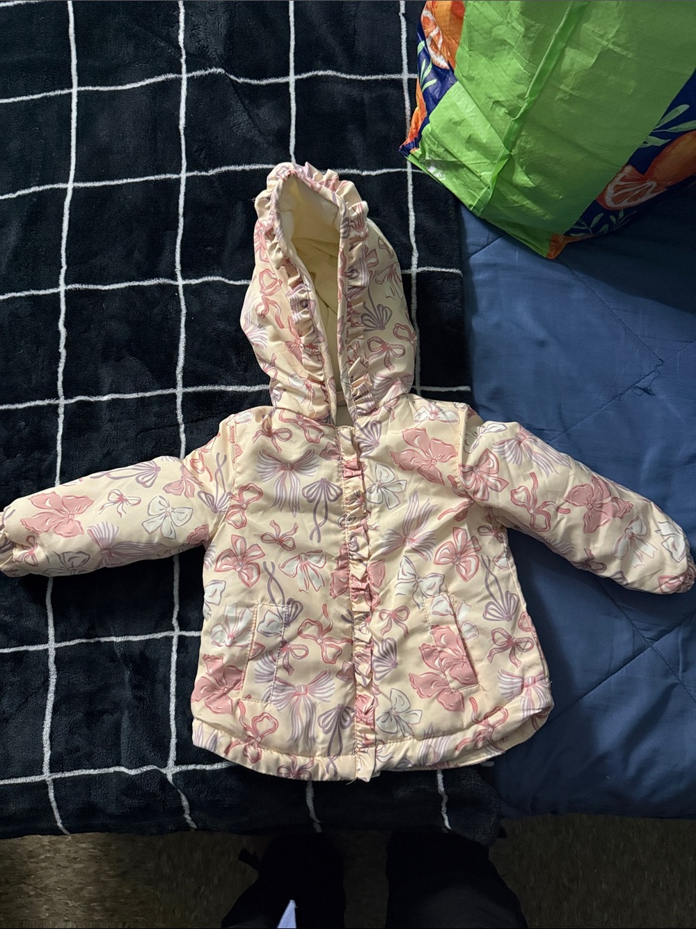 cupcakes & cashmere Cream Quilted Jacket with Subtle Floral Trim